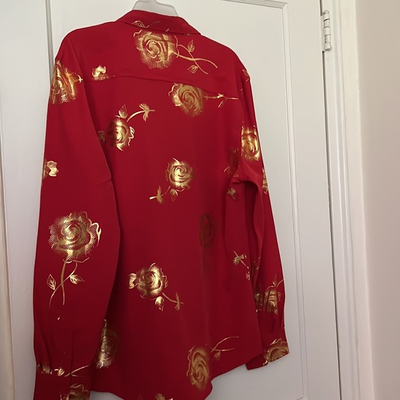 NWT Drill NYC red rose button down long sleeve size: L - Picture 7 of 9